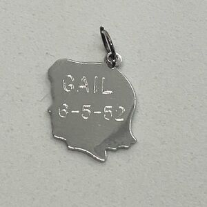 Vtg 925 Sterling Silver Necklace Girl Head Silhouette Gail Charm Pendant